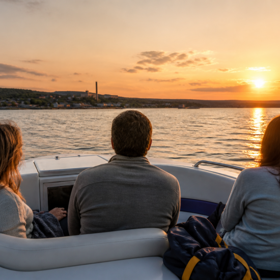 Guests enjoying a private sunset cruise on Lake Superior